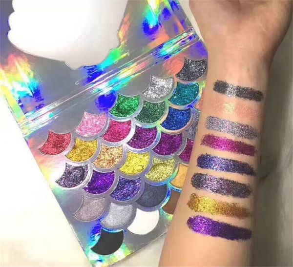 

New arrival fa hion women beauty cleof co metic the mermaid glitter pri m palette eye makeup eye hadow palette dhl hipping