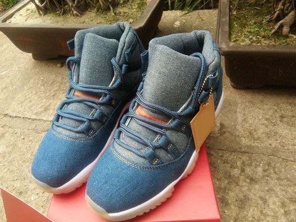 

Newest cheap X 11 Denim Blue Basketball Shoes NRG 11s Jeans White midsole OG-styled Flight Designer Sports Sneakers for male Size 8-13