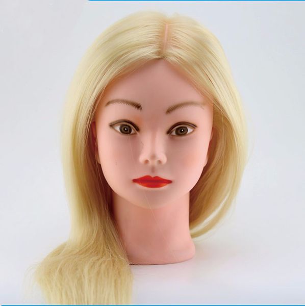 

new long 24" white hair mannequin head training head with wig sale, Khaki