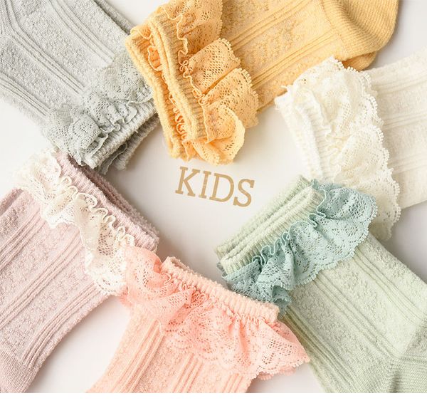 

new cotton lace children's socks sweet and lovely children's lace pile pile socks baby tube socks, Pink;yellow