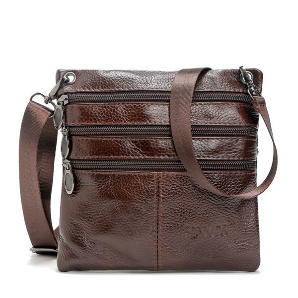 

2018 new genuine leather men crossbody bags cowhide men messenger bag casual small shoulder bag zipper wbs409