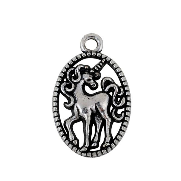 

antique silver plated one side unicorn animals charms, Bronze;silver