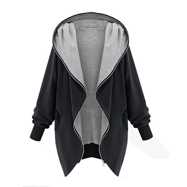 

new fashion women's down jacket loose version new womens zipper hoodie trench coat windbreaker oct6, Black;brown