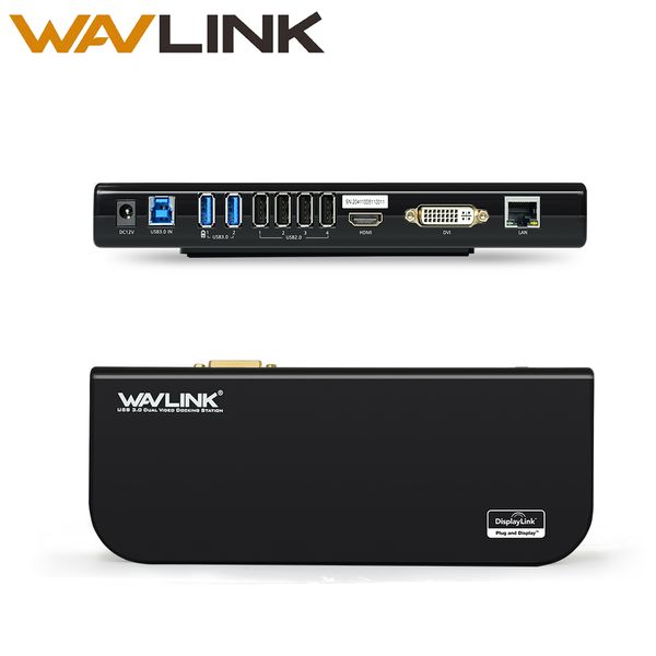 

Wavlink usb 3.0 универсальный ноутбук док-станция двойной видео поддержка dvi / hdmi / vga до 2048X1152 внешняя графика ethernet 6 портов