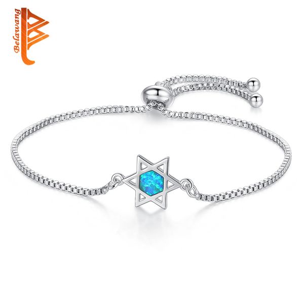 

exquisite silver filled blue opal hexagram charm bracelets for women female geometric fashion party jewelry 2018 new, Black