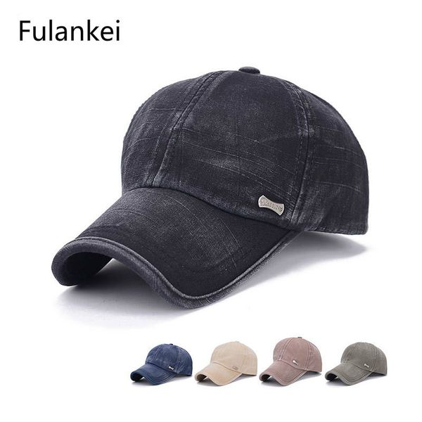 

fulankei new pattern wash baseball hat man copper standard pure cotton sun hat outdoors, Blue;gray