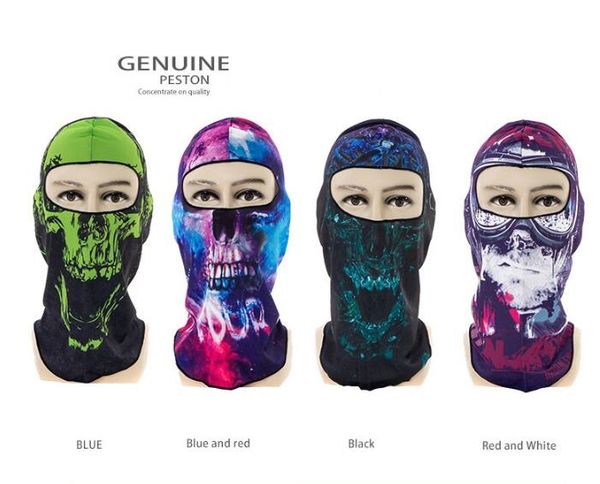 Maschere CS Ghost Skull Protezione integrale Maschere copricapo Motociclista Passamontagna cappello Antipolvere Maschere antivento con teschio sportivo 3d