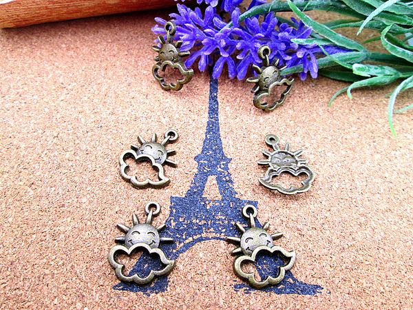 

90pcs--sun charms, antique bronze sun cloud charm pendants 21x16mm, Bronze;silver