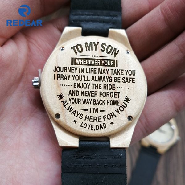 

dad to son i pray you'll always be safe enjoy the ride and never forget i'm always here for you engraved wooden watch, Slivery;brown