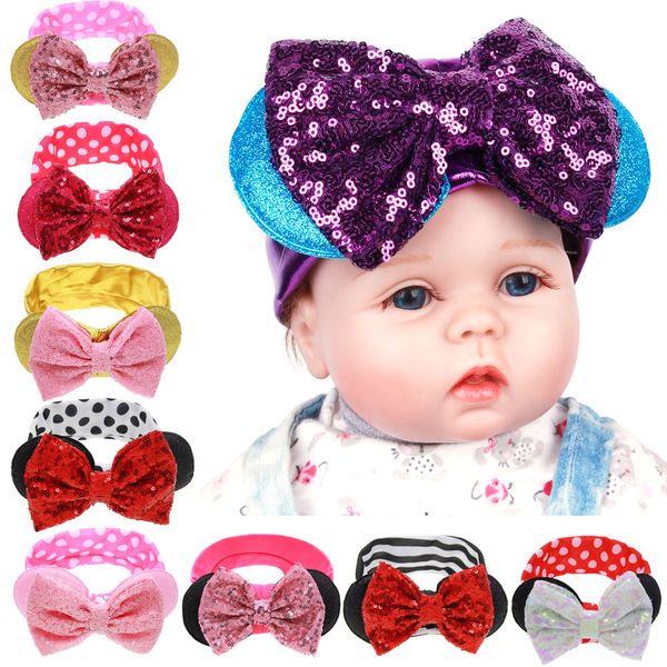 

solid lace elastic hair bands for girls big sequin bow lace headband hair bows glitter headbands hairband hair accessories