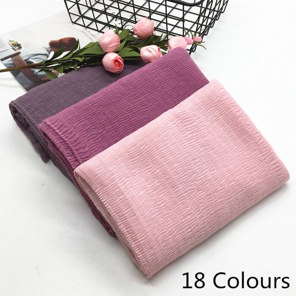 

new design super soft fashion women ripple fold solid color shawls viscose cotton muslim hijab scarves scarf 10pcs/lot