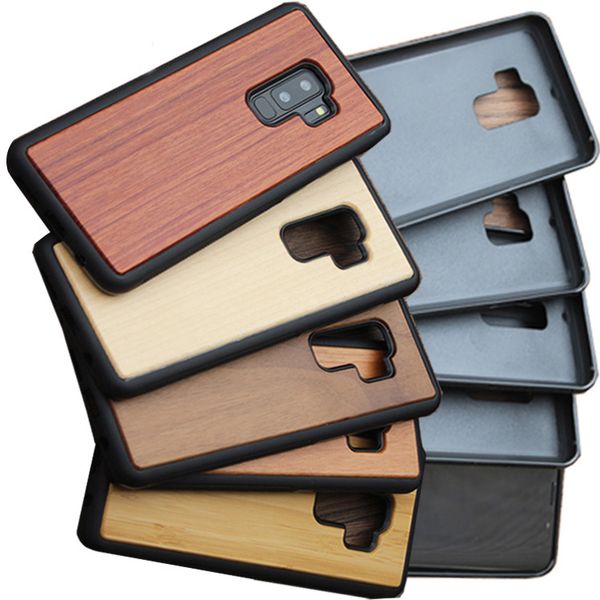 Super anti-knock caso de madeira + tpu macio proteger tampa do telefone à prova de choque casos de madeira de bambu real para iphone 6 6 s 7 8 plus x samsung s8 s9 nota8