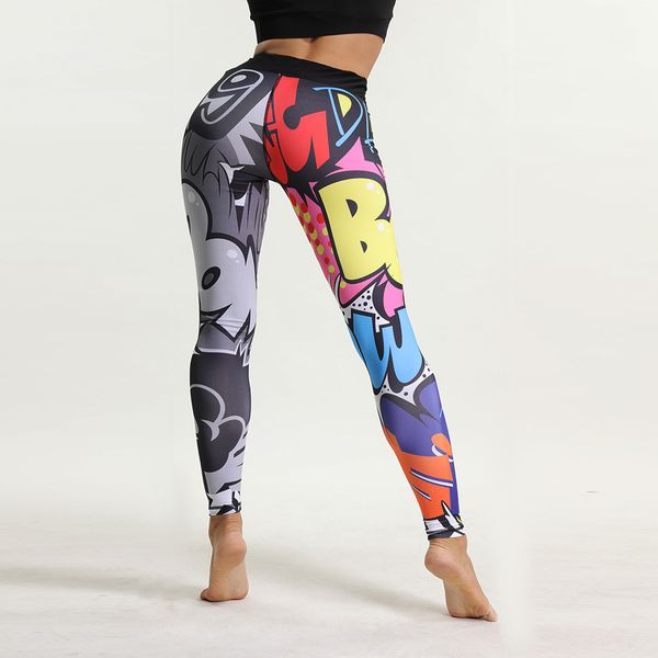 

2018 the new leggings sport woman fitness cartoon print yoga pants sports pants yoga leggings breathable gym jogging, White;red