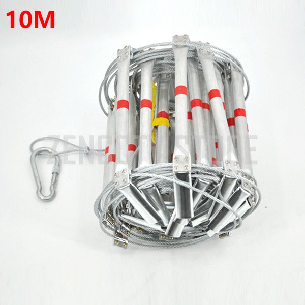 

10m fire e cape ladder 33ft folding teel wire rope ladder aluminum alloy emergency urvival re cue afety anti kid tool