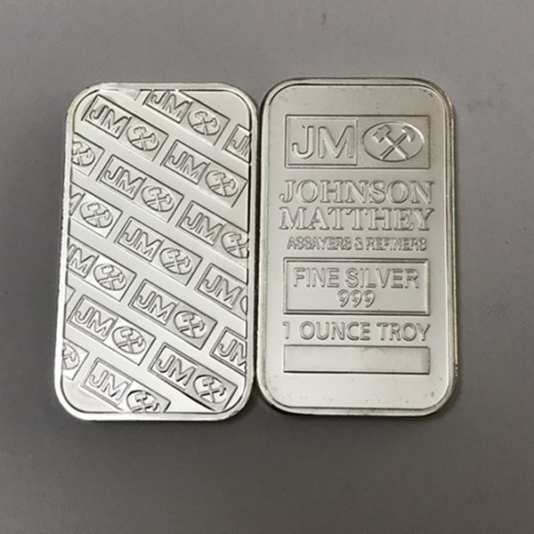 

100 pcs non magnetic jm johnson matthey 1 oz brass core silver plated 50 x 28 mm bullion coin decoration bar with different serial number