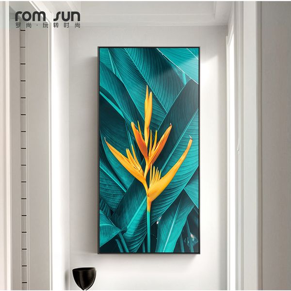 

nordic canvas painting green leaf yellow plants art wall pictures for living room home decor posters and prints modern poster