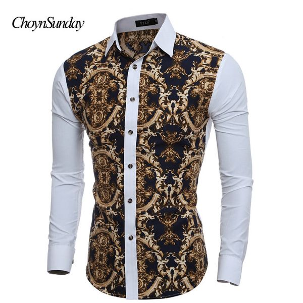 

choynsunday dropshipping men's shirt fashion casual slim fit men's shirt long sleeve shirts for men print asian size, White;black