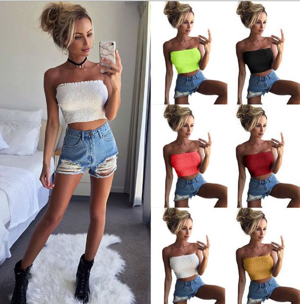 

Women Strapless Elastic Boob Bandeau Tube Tops Bra Lingerie Wrap Casual Solid ladies blusas