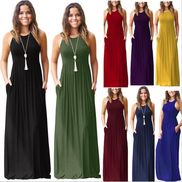 

Women ummer dre ca ual beach pocket olid leevele ca ual long maxi evening party cocktail beach dre ljjk896
