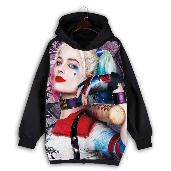 

new coat hoodie sweatshirt joker suicide squad hip hop hoodies, Black