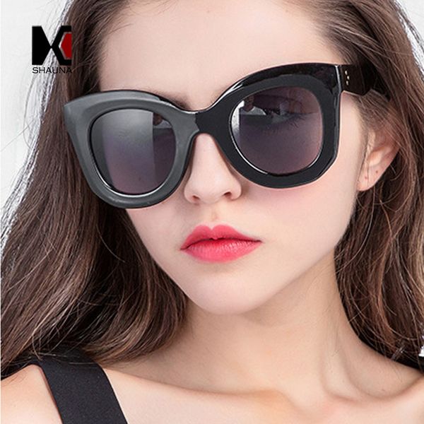 

shauna metal hinge classic women cateye sunglasses fashion nail decoration ladies gradient lens eyewear, White;black