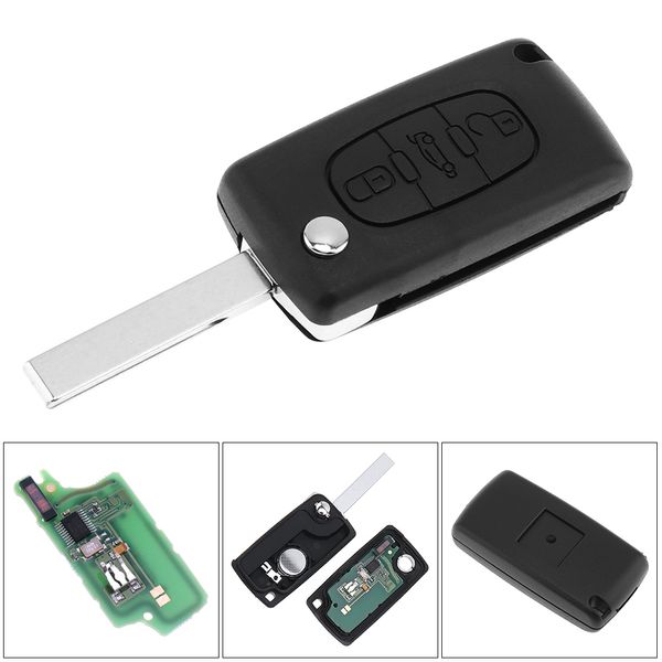 

433MHz 3 Buttons Keyless Uncut Flip Remote Key Fob with ID46 Chip and HU83 Blade CE0536 for Citroen C3 C4 C5 Models KEY_10A