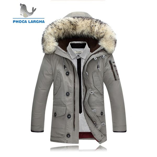 

2018 men's jackets thick warm down jacket men new brand clothing fur collar hooded casual winter down coats male, Black