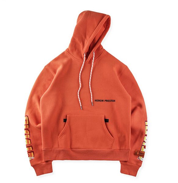 

Mens Designer Hoodies Letter Printed Orange Sweatshirts 2018 Autumn and Winter Fleeced Street Style Pullovers XS - XL