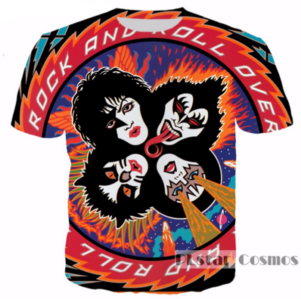 

2018 Hot New Fashion Women/Men Kiss rock band Funny 3D Print Casual T-Shirt US17