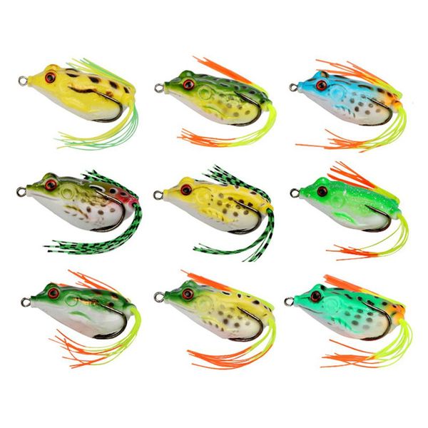 

ater wobble artificial rubber frog lure 4.5cm-5g 5cm-8g 5.5cm-12g lifelike frog snakehead soft bait with box mix colors