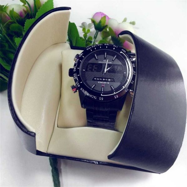 

luxury watch display box faux blue color leather case jewelry storage organizer holder for watches reloj caixa relogio, Black;blue