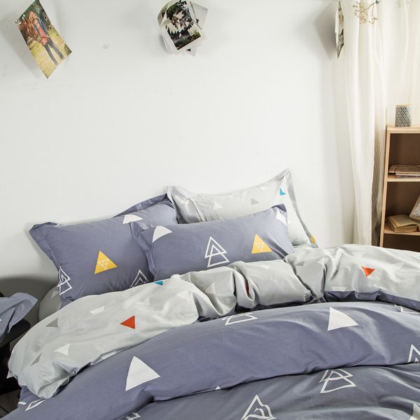 

textile cotton bedclothes simple geometric triangle style 4pcs bedding sets duvet cover sets pillowcase  king size