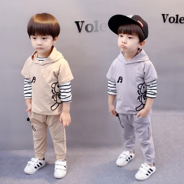 

spring autumn baby clothing set baby boys girls clothes hooded shirts pants 3pcs children clothing, White