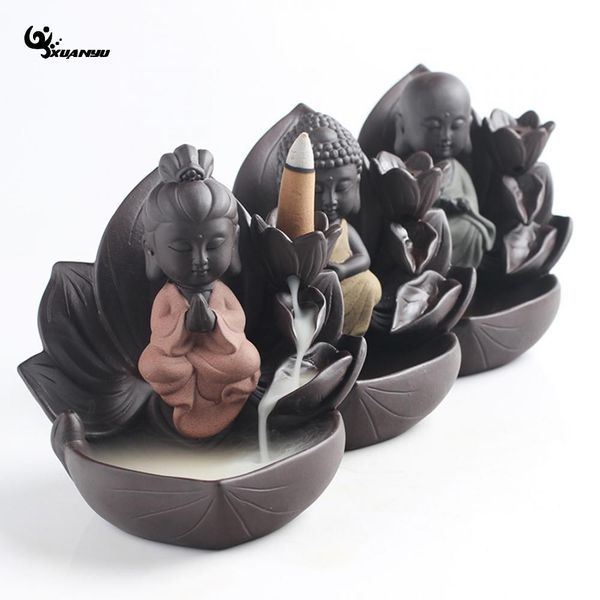 

ceramic smoke backflow tower incense burner buddha supply burner lotus holder for living room decoration f