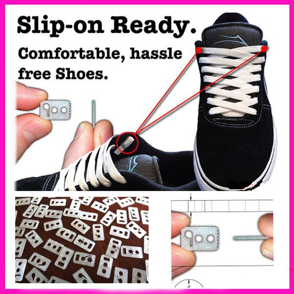 

major 10pcs 5 pairs shoes lace anchors no tie flat plastic lazy shoelace tieless, White