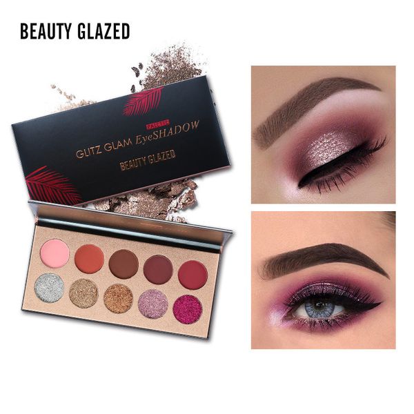 Beauty Glazed 10 colori Shimmer Glitter Matte Eyeshadow Pallete Cosmetics Loose Powder Nude Eye Shadow Palette Pigments Beauty