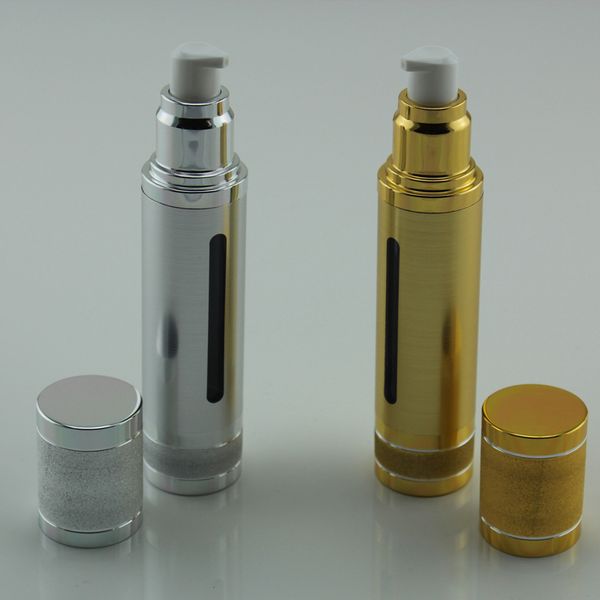 

30ml 50ml glittering gold ilver empty vacuum pump travel bottle airle makeup kin care container packaging