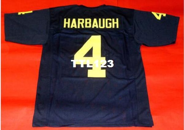 

мужчины custom michigan wolverines # 4 jim harbaugh custom navy колледж джерси размер s-4xl или обычай на любое имя или номер джерси, Black;red