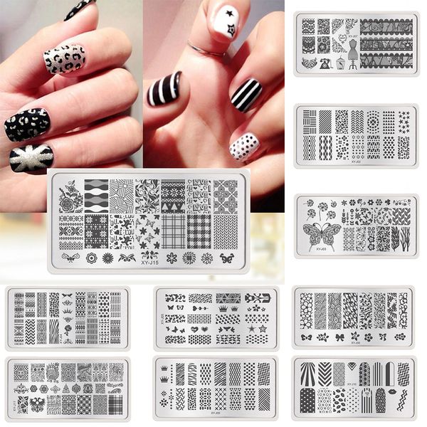 

sales promotion 1pc nail stencils nails art stamp templates plates for gel nail polish manicure image plate, White