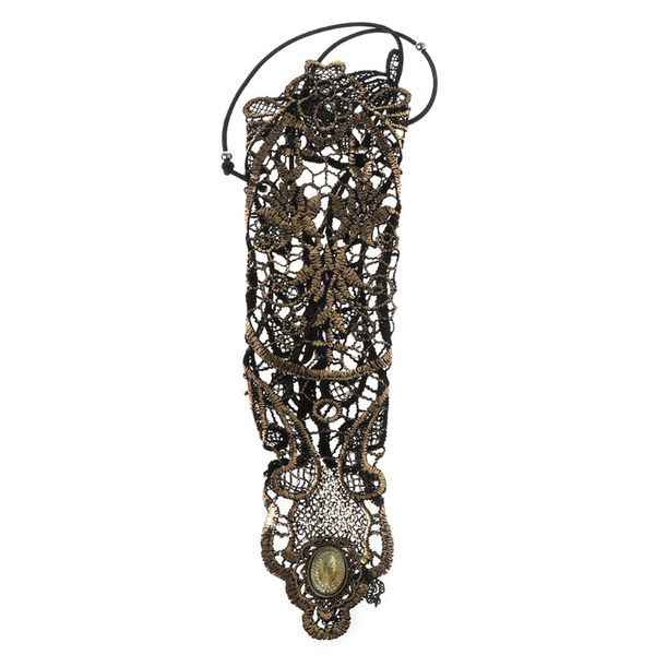 

vintage golden women hollow out fingerless lady long lace gloves, Blue;gray