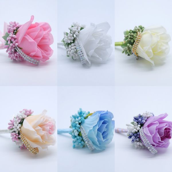 Artishia Corsages для Groom Groomsmen Party Prom Жилеты костюм свадебные костюмы для мужчин свадебный костюм женихотворенные шелковые розовые цветы