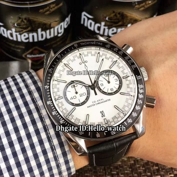 

new date racing chronograh 329.33.44.51.04.001 белый циферблат япония кварцевые мужские часы кожаный ремешок серебряный футляр дешевые новые, Slivery;brown