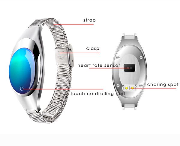 

роскошные часы bluetooth смарт-диапазон артериального давления монитор сердечного ритма браслет сеого дистанционный wristband для устройств, Slivery;brown