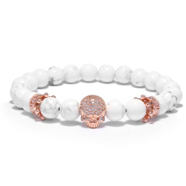 

crystal crown cz skull men's bracelets fashion jewelry punk skeleton male bracelet homme hand accessories, Black