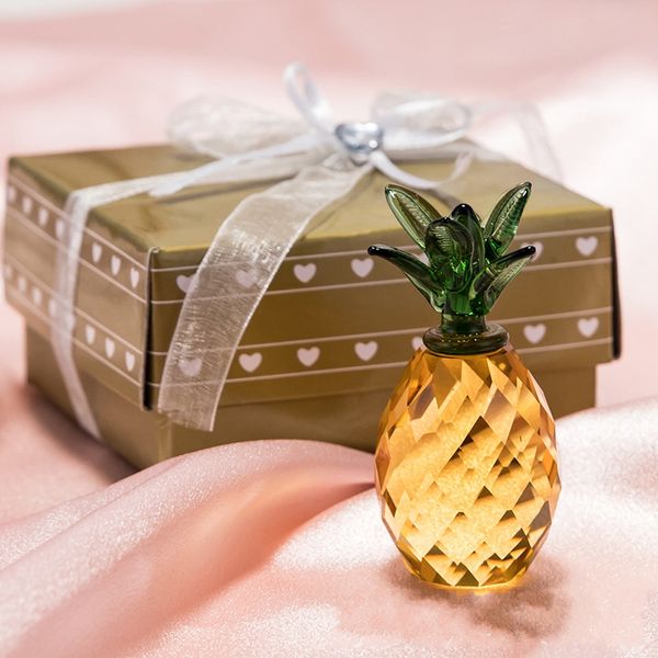 Figura di cristallo di ananas in vetro ornamento bomboniere forma di ananas in confezione regalo regalo per feste decorazione della casa all'ingrosso