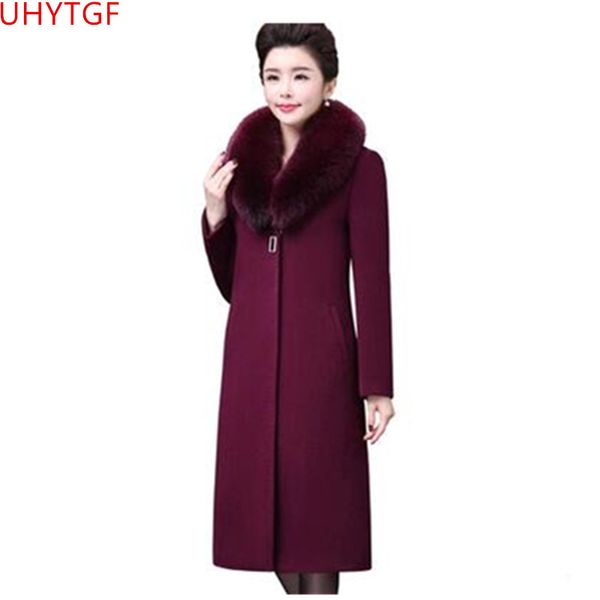 

elegant women coat autumn winter jacket warm women's cashmere long coat large size korean woolen women 4xl716, Black