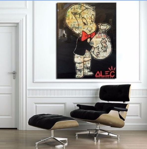 

alec monopoly oil painting on canvas graffiti wall art home decor handpainted richie rich multi sizes g119