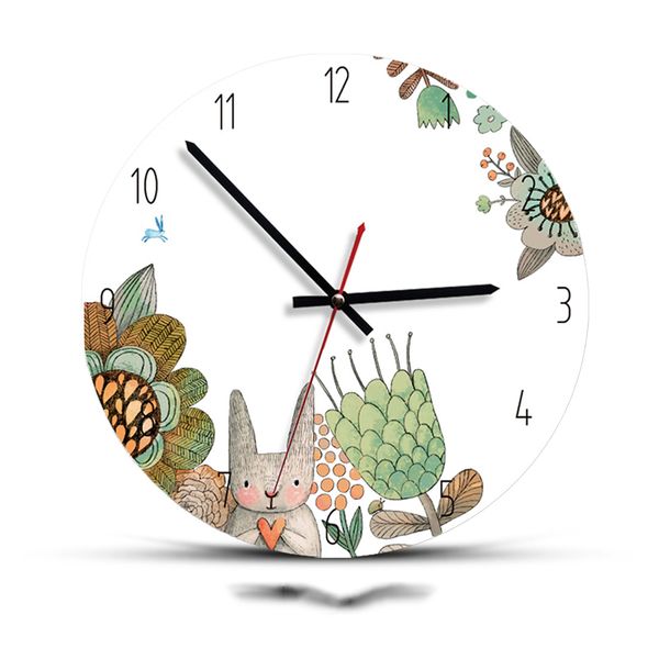 

pastoral style acrylic wall clock circle needle quite wall watch clocks for child's bedroom adornment decoration crafts 12 hours
