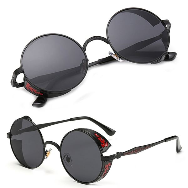 

vintage polarized steampunk sunglasses fashion men women round mirrored eyewear drop ship, White;black