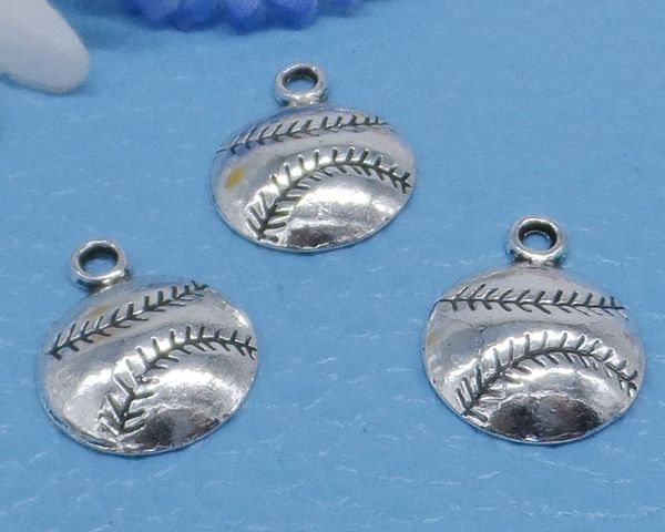 100 Adet alaşım Spor Beyzbol Charms Antik gümüş Takılar Kolye kolye Takı Yapımı bulguları Için 14x18mm